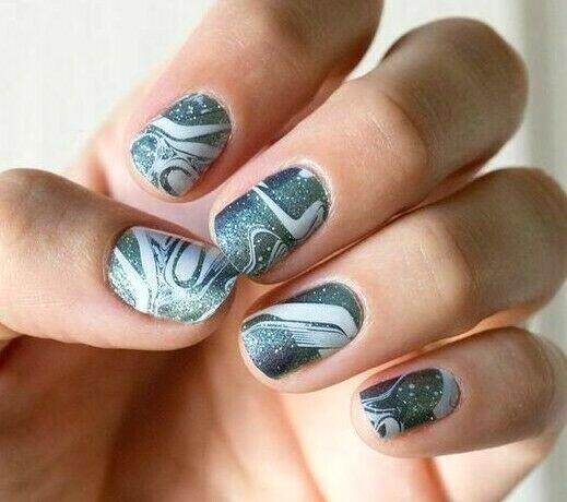 Jamberry Nail Wraps ~ HALF SHEET ~ SEA GLASS Unicorn Marbled Summer Sparkle