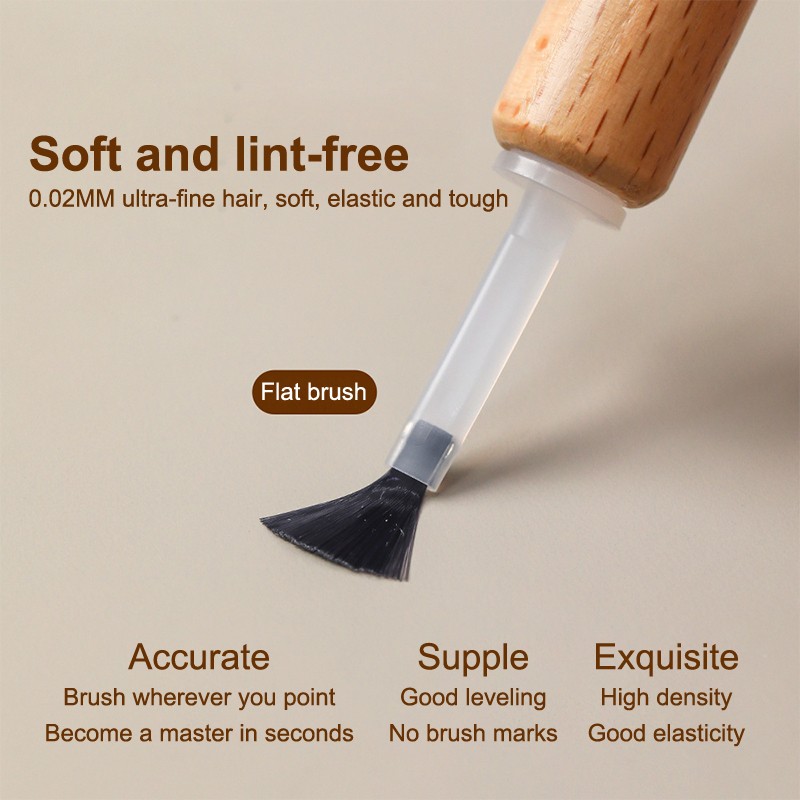 Double-Ended Solid Wood Pole With Nail Polish Replacement Plastic Brush