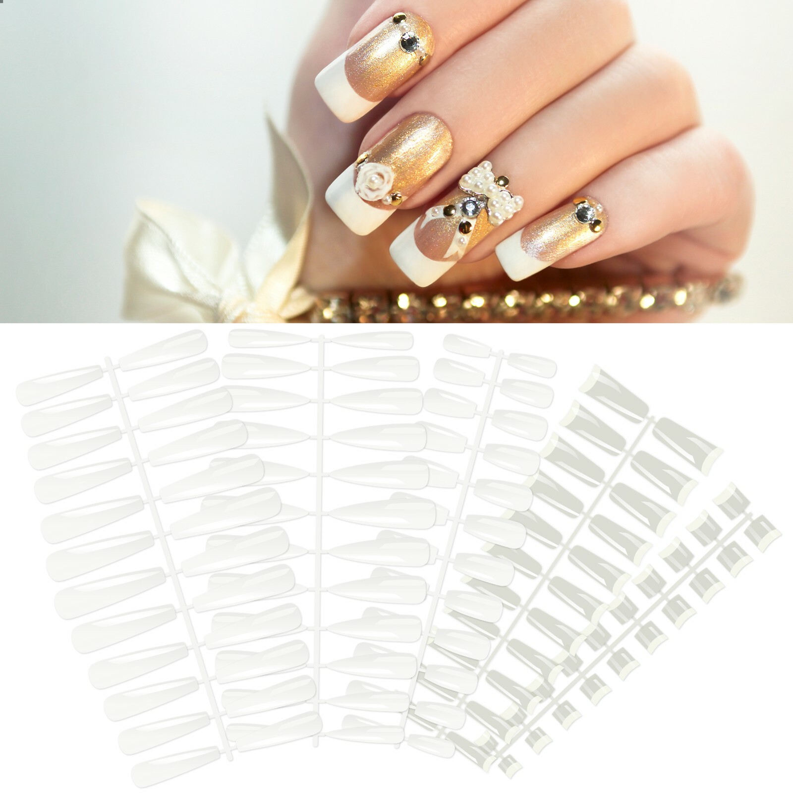 570pcs Nail Tips Fake Press On False Nails Coffin Ballerina Stiletto French Flat
