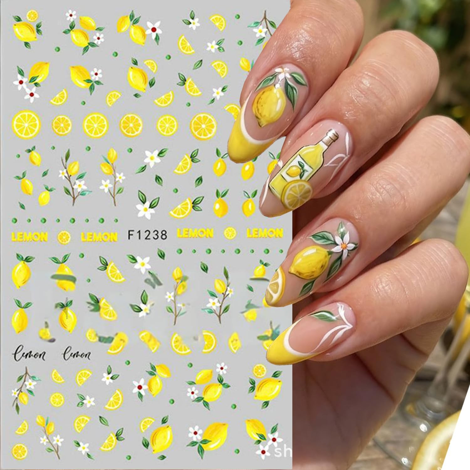 Summer Fruit Nail Art Stickers Strawberry Blueberry Nail Art Decals 3D 6Sheets L