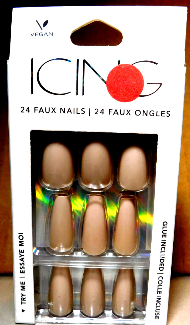 CBI Distributing Corp.~Icing 24 Faux Nails Vegan OF.AN Beige/ Tan Nail