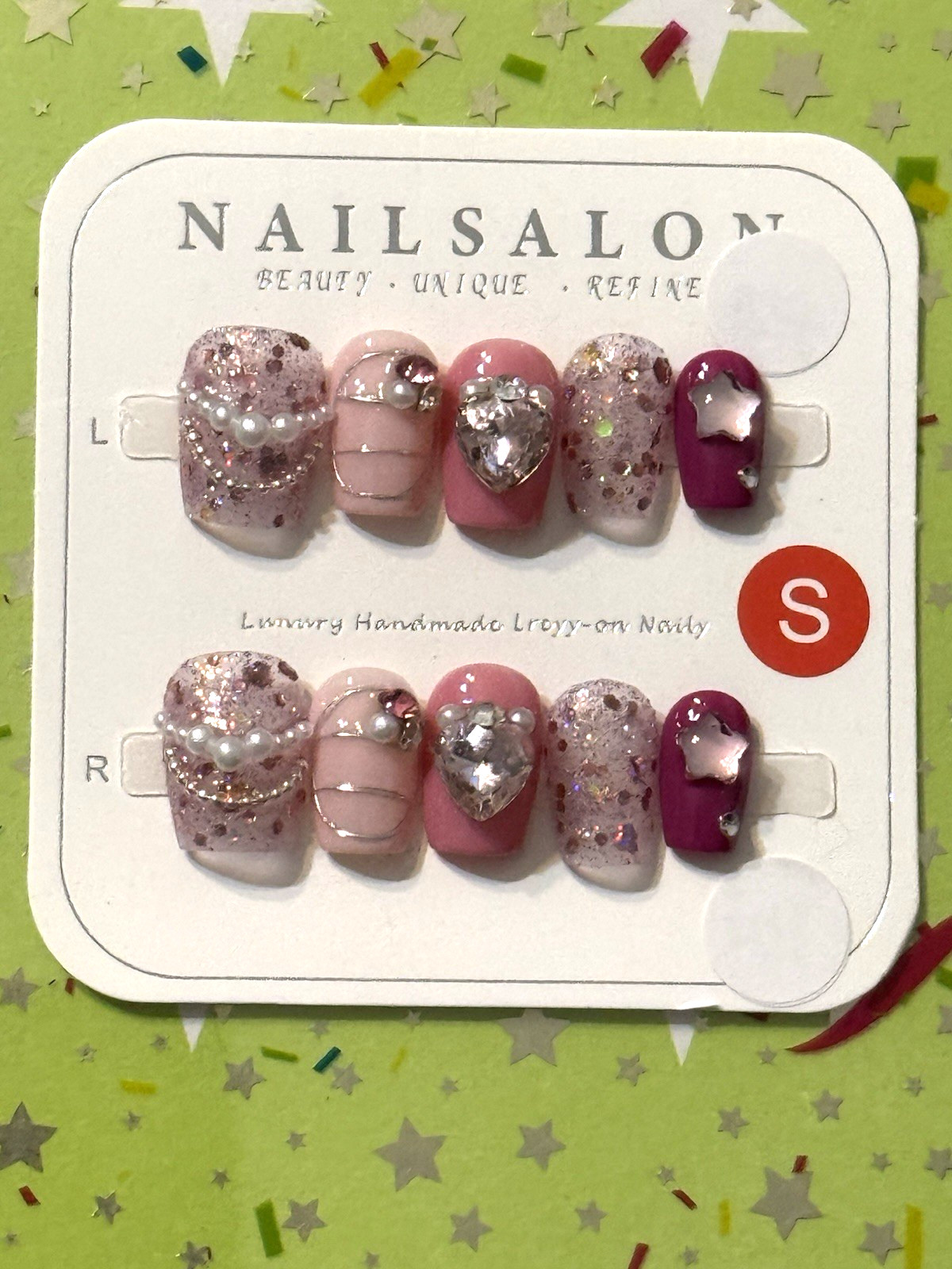 Nail Art Wearing Armor COFFIN SMALL Extra Short Multicolored Press On Manicure
