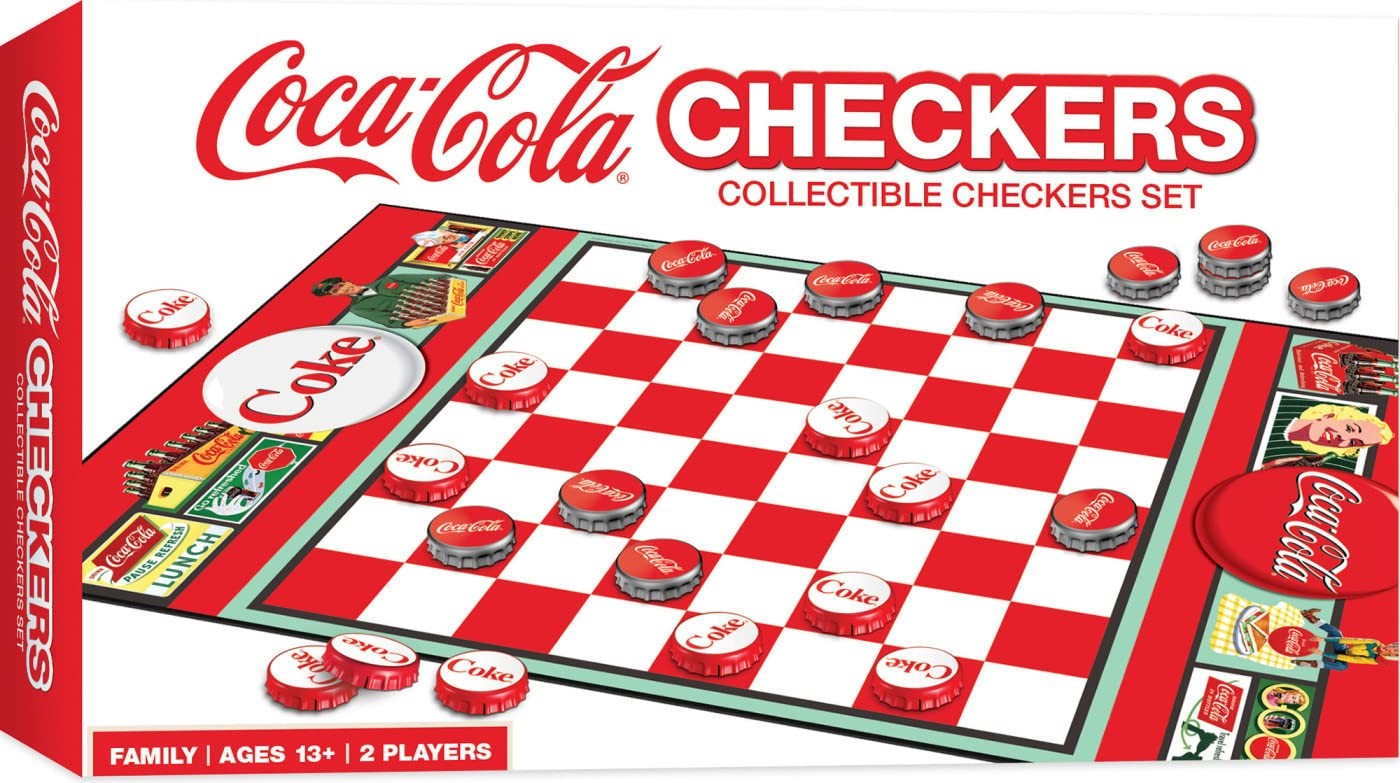 MasterPieces Coca-Cola Themed Checkers 13.5 x 8 x 2 inches, Green,red,silver