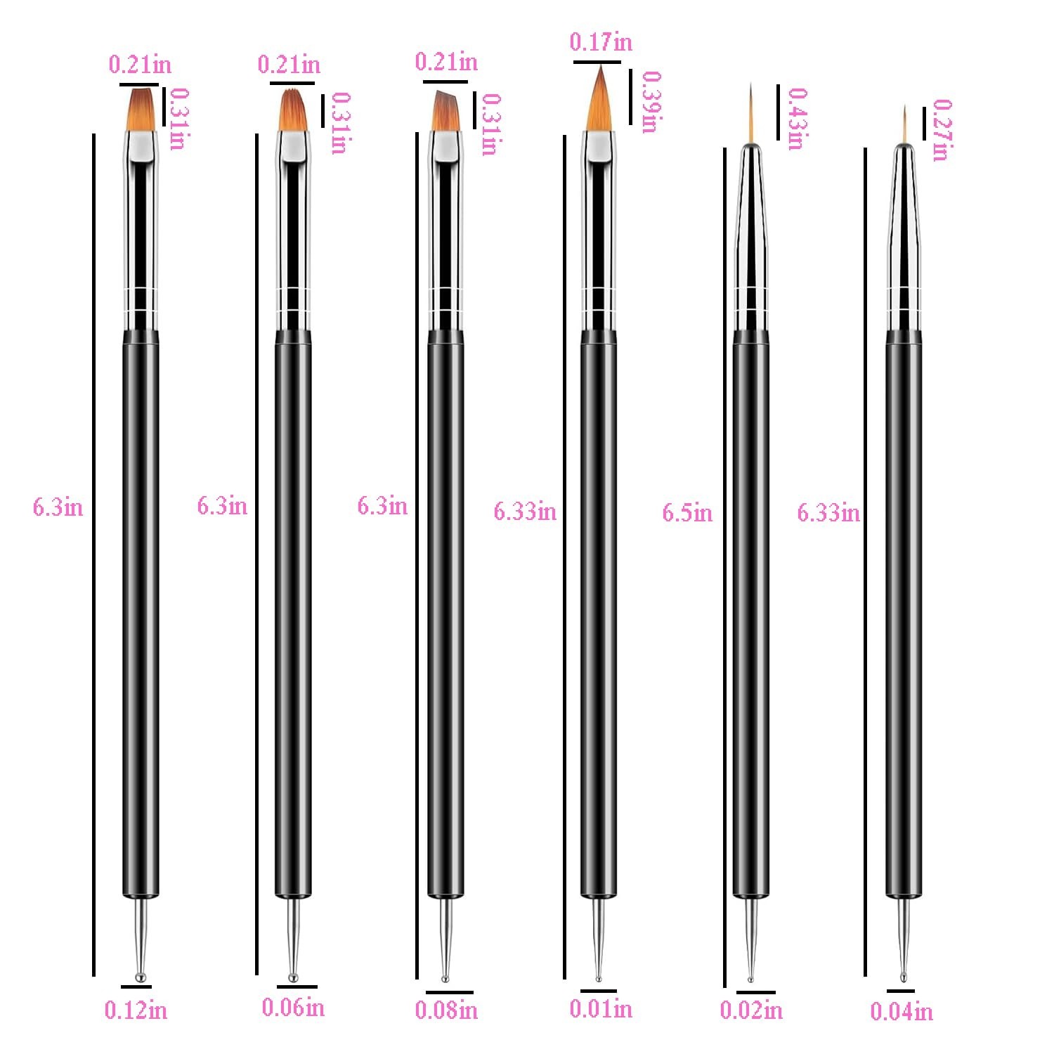 Pinceles Para Acrilico Cepillo De Acrílico Profesional Para Uñas 6 pcs