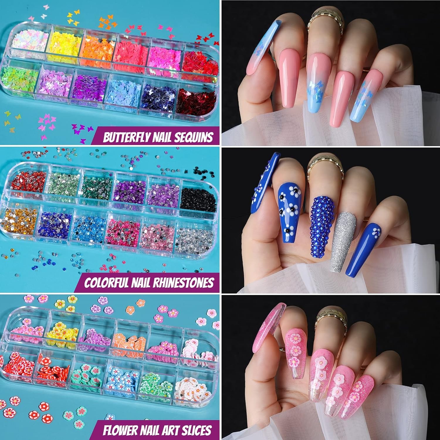 Teenitor Press On Nail Kit: Acrylic Fake Nails, Art Brushes, Decor