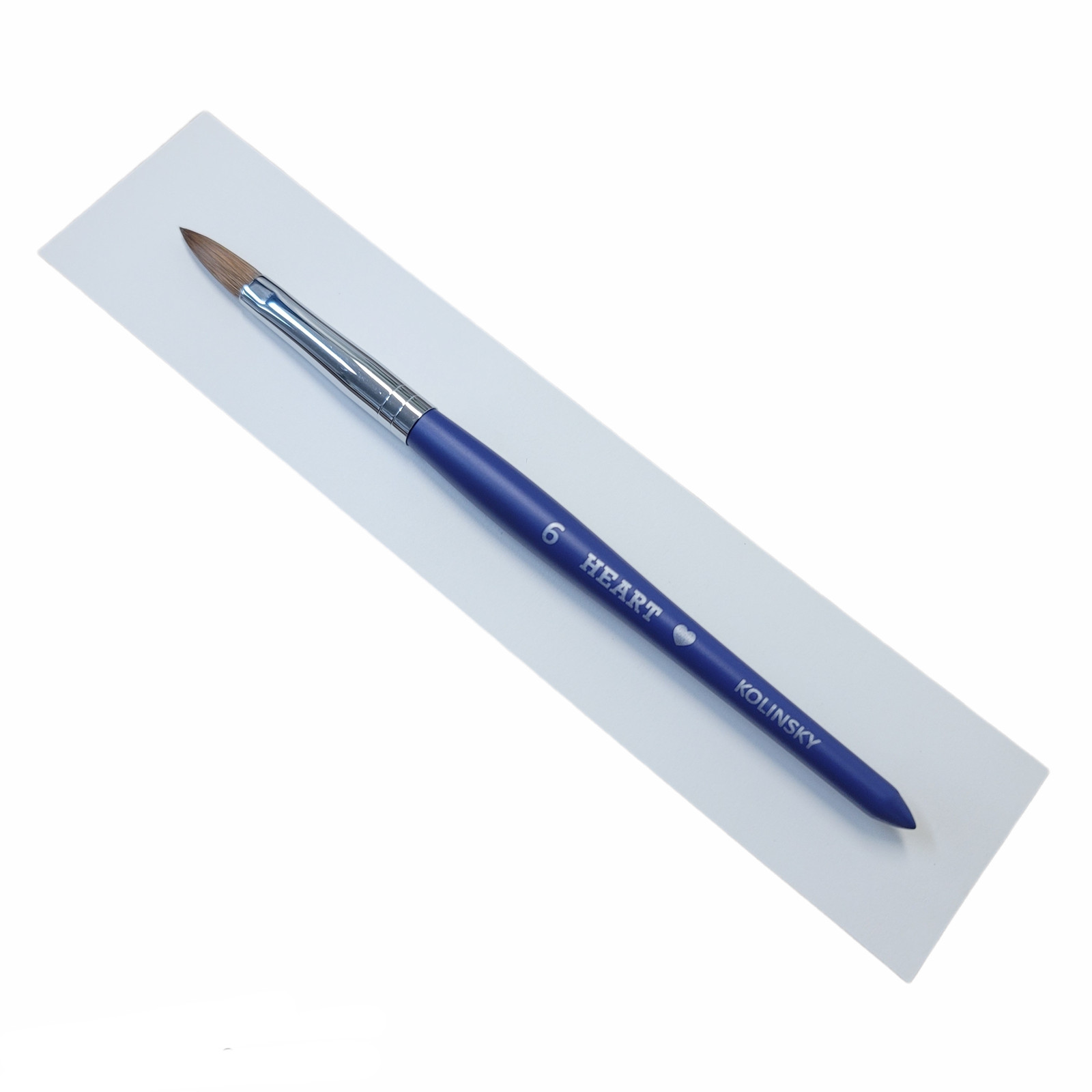 Heart acrylic nail brush kolinsky Blue size 12 – Crimped