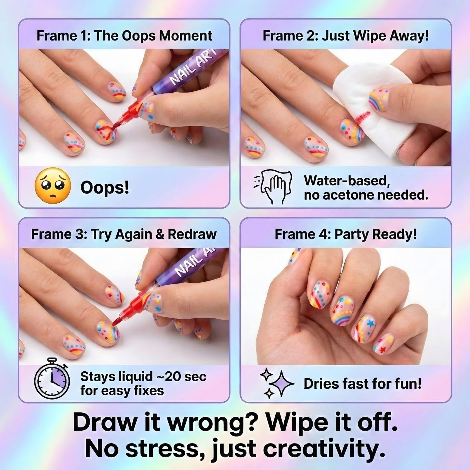 12 Color Nail Art Markers Set – Fine Tip Quick Dry Pens for Easy DIY Nail Design