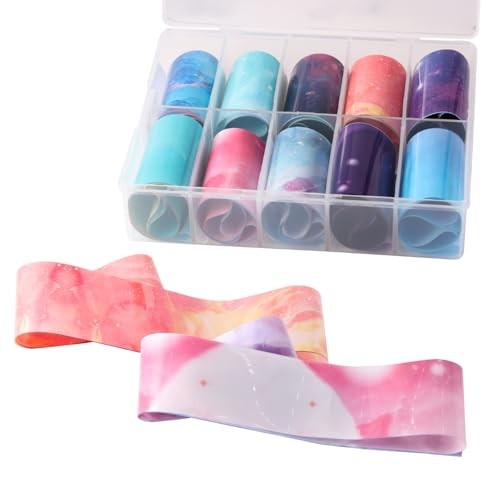 10 Sheets Nail Foil Nail Transfer Foil Starry Sky Star Laser Marble Print Nail