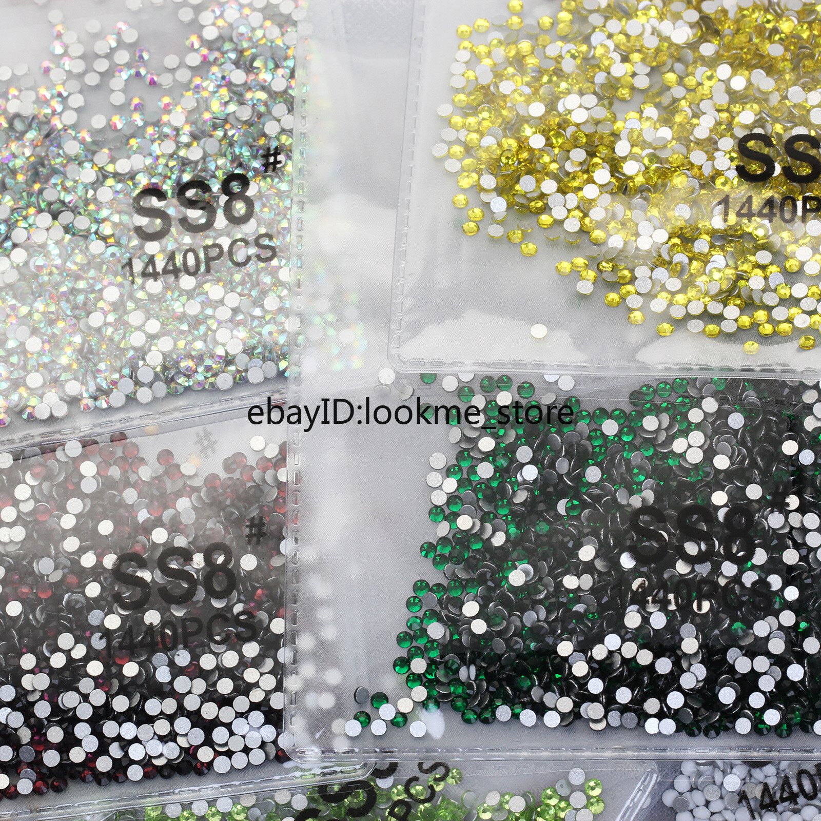 1440pc 2.5mm (ss8) Crystal Glass Rhinestones Flatback Gems Nail Art Crafts Decor