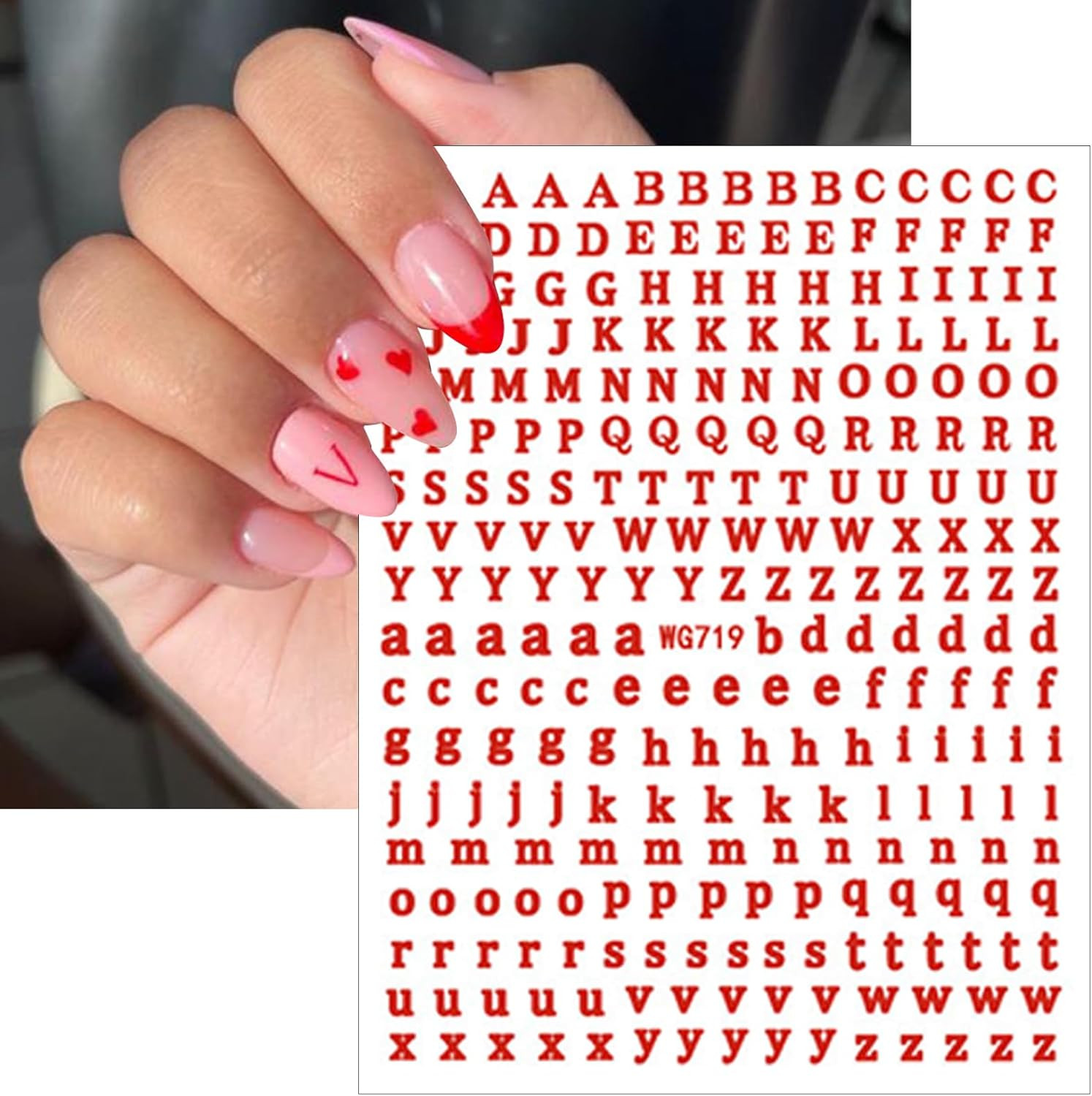 8Sheets Letter Nail Art Stickers 3D Self-Adhesive Laser Alphabet Nail Stickers