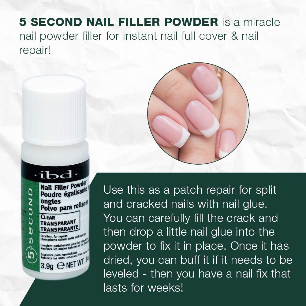 IBD 5 Second Nail Filler Powder – 0.14 Ounce (Pack of 3),