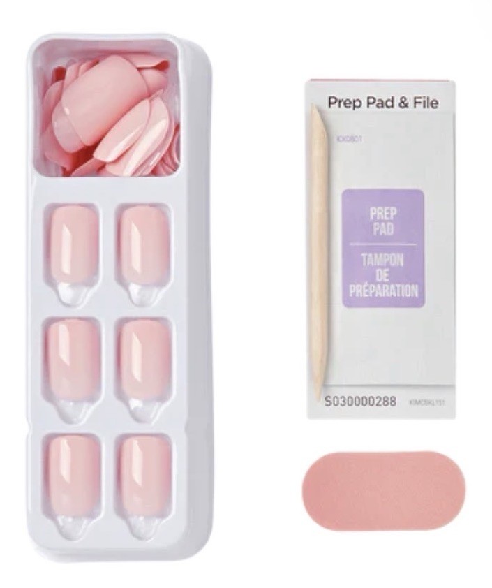 Kiss ImPRESS Pure Fit PRESS ON NAILS-Short-Pick Me Pink-Square Shape-Light Pink