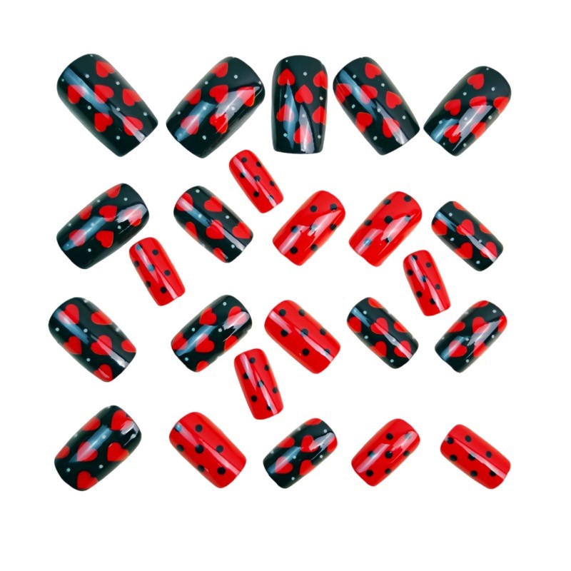 48 Pcs of Valentine’s Day Love Style Medium To Long European Square Nail Patches