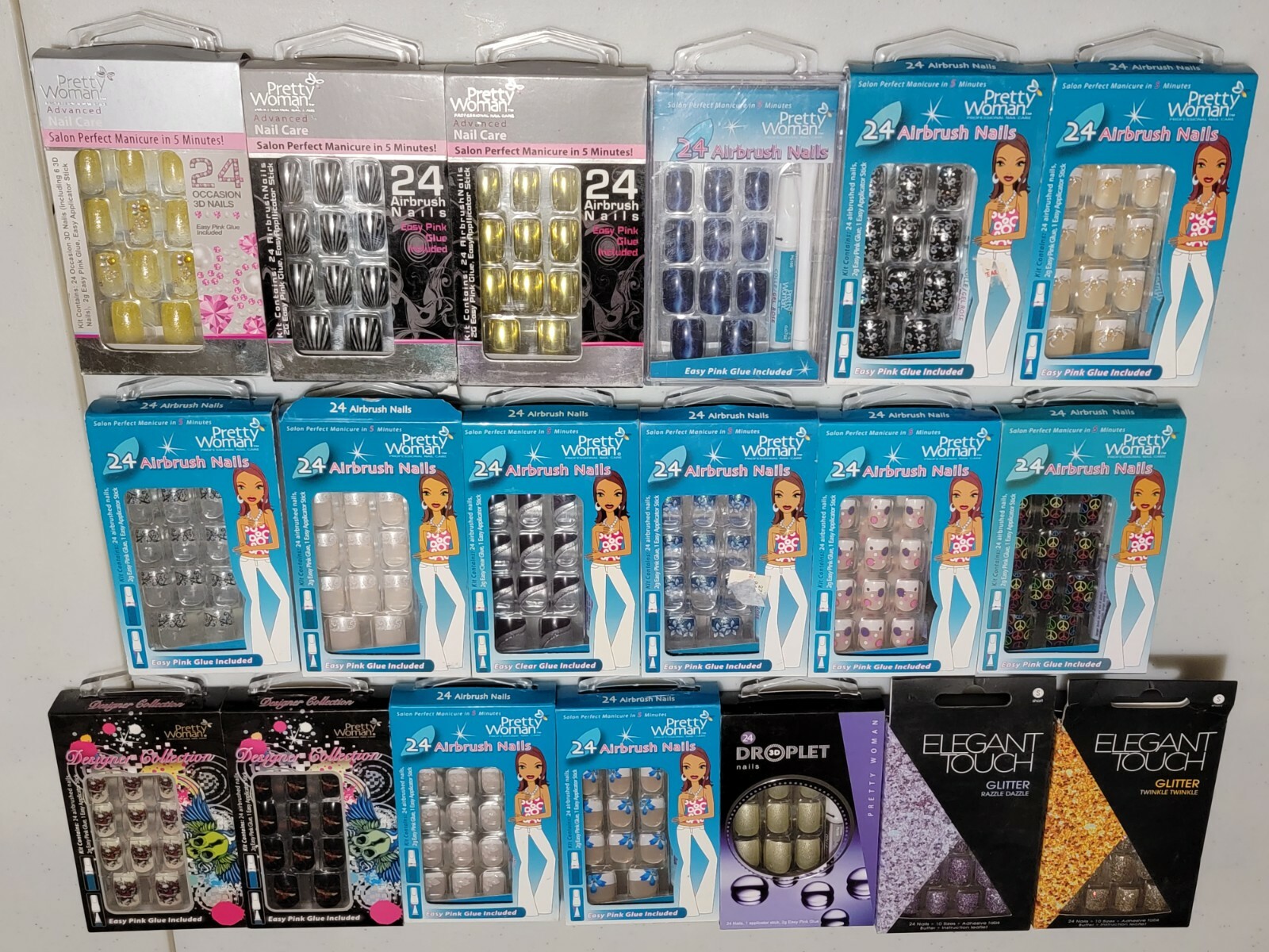 **NO GLUE** PRETTY WOMAN AIRBRUSH NAILS & ELEGANT TOUCH *READ DESCR* PRESS-ON