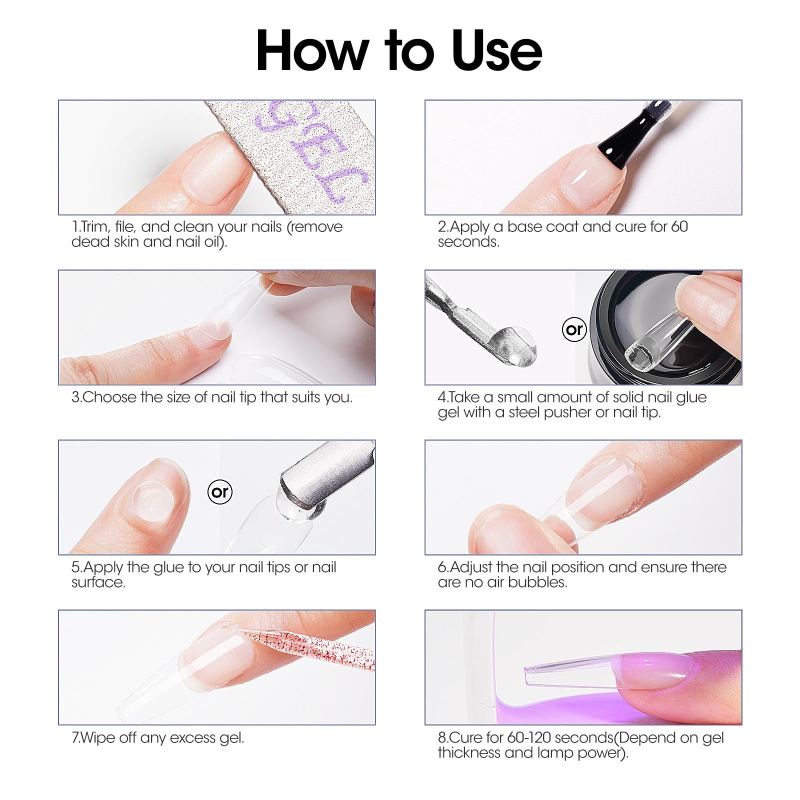 Solid Gel Nail Glue with 60ml Nail Glue Remover Set, 15g Solid Nail Gel for F…