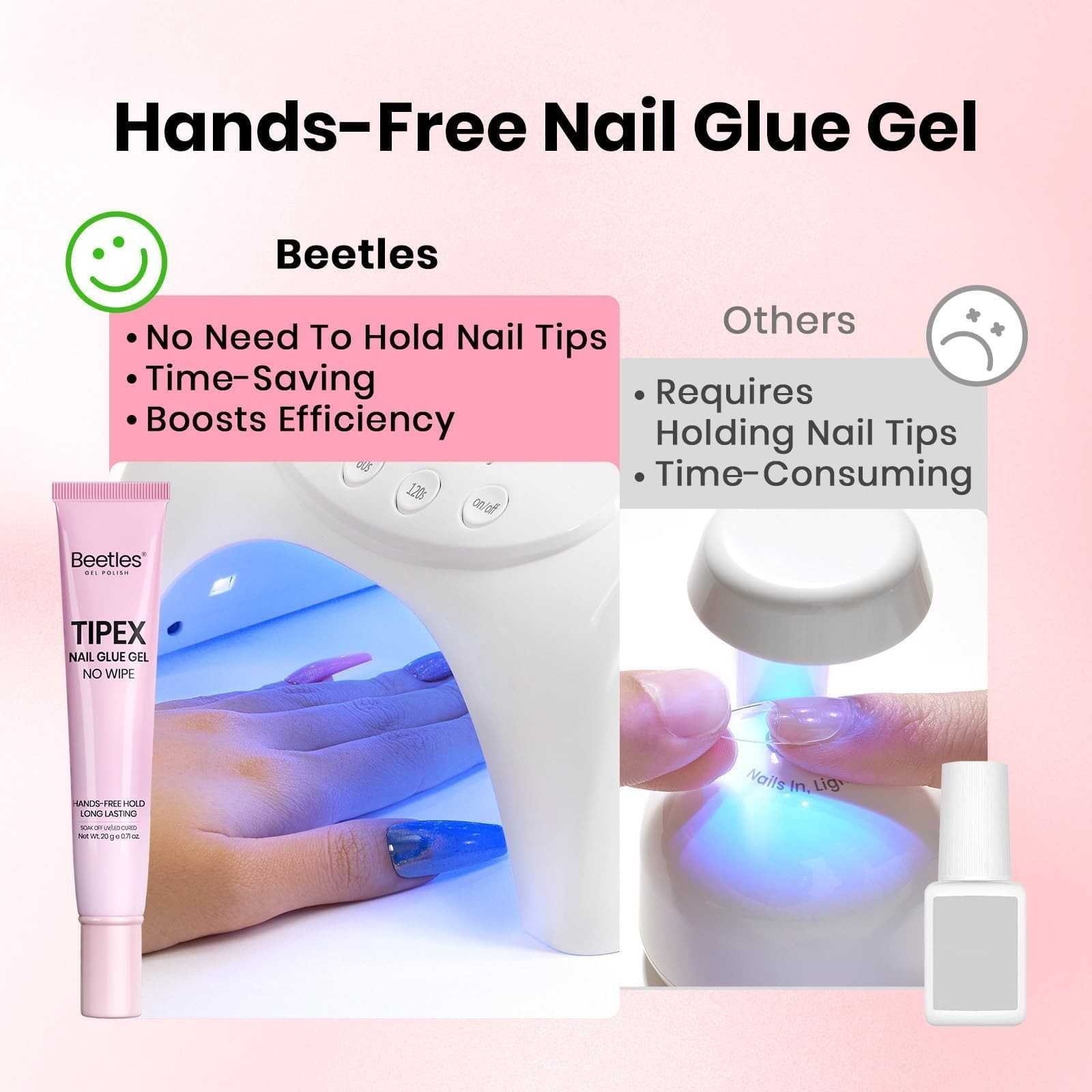 Gel Nail Glue & Remover Kit – 20g No Wipe Hands-Free Adhesive, 10ml Gentle Remov