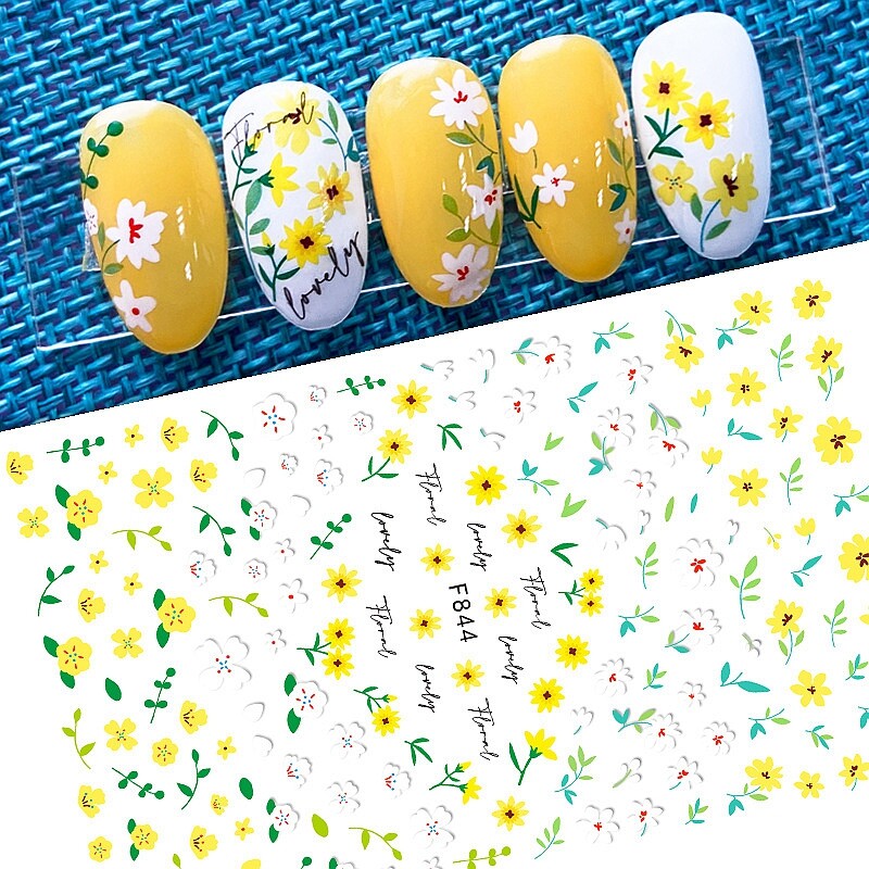Flower Branch Leaf Nail Sticker Rabbit Bird Swallow Rose Geometric Figure Line