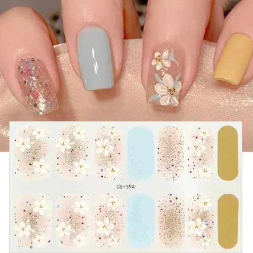 6 Sheet Spring Summer Nail Gel Stickers Self-Adhesive Flower Nail Stickers-5