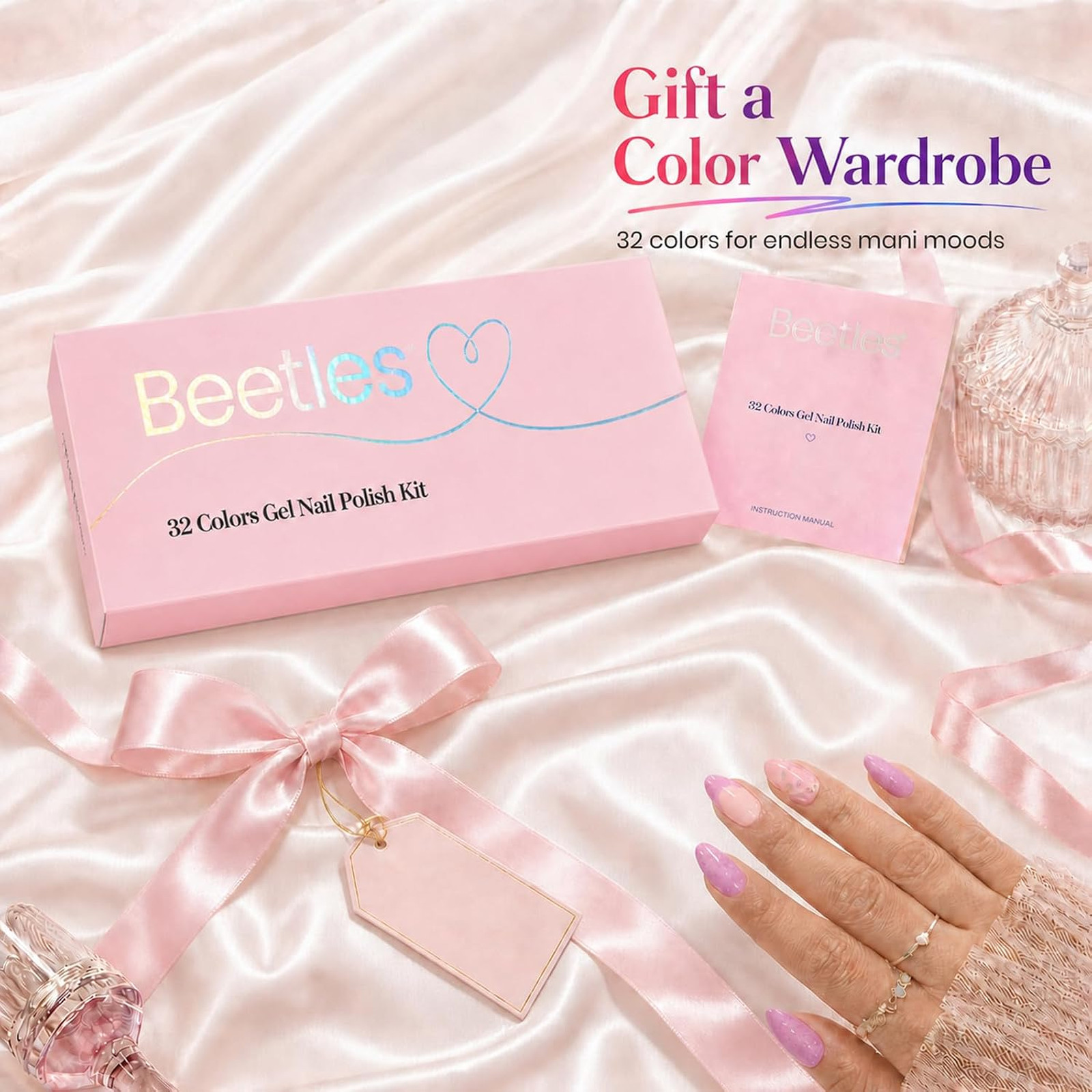 Beetles Gel Nail Polish Set Fingertip Palette Collection 32 Colors Base Top Coat
