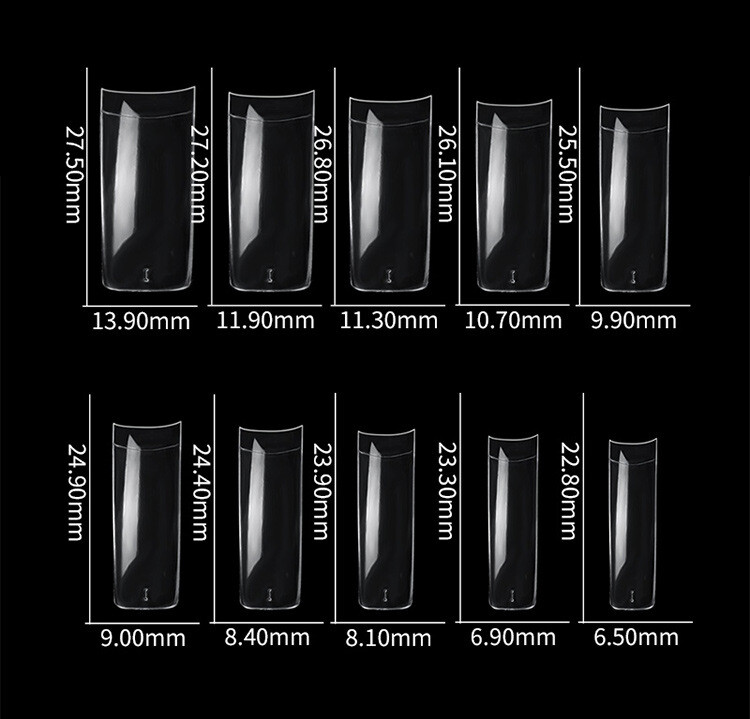 500Pcs French Half Cover Artificial False Square Nails Tips Acrylic UV Gel Clear