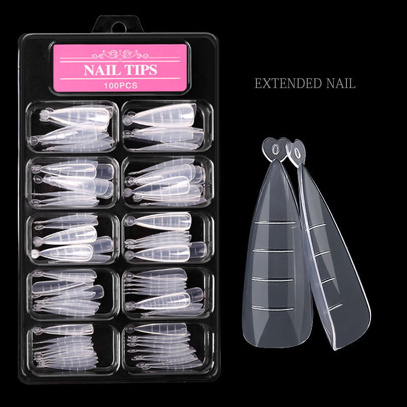 100 Pcs Nail Dual Forms Clear Full Cover Quick Building Gel Mold Tips Nail Tools