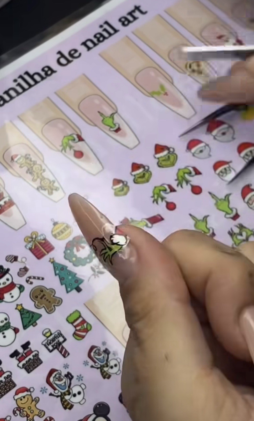 Grinch Christmas Cartoon nail art sheet reusable Gel Nail Polish sticker Designs