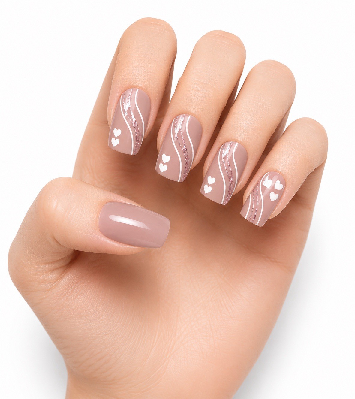 SET OF 2 Glitter French Tips & Heart Design