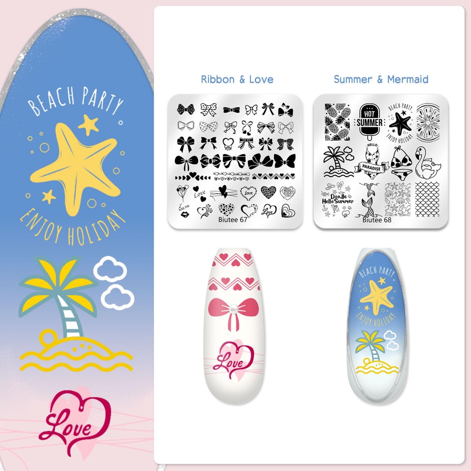 Nail Stamping Kit 12Pcs Plates & 8 Colors Polish Gel | Silicone Stamper & Scrape