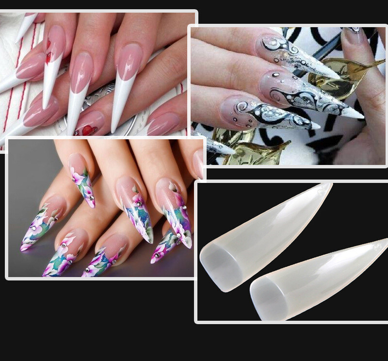 1000 Pcs Eagle Claw Stiletto Half False Tips Nail Art Gel Acrylic Tips 3 COLORS