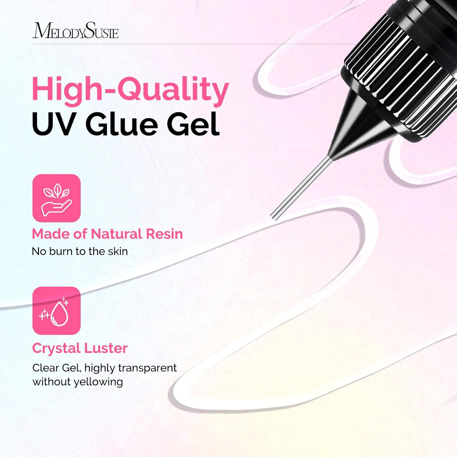 2Pcs Nail Rhinestone Glue, 3D Gel Nail Art Design Strong Adhesive Nail Gem Glue