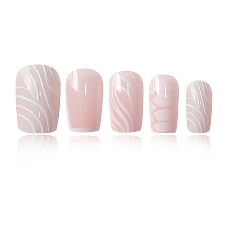 Short Square Marble Strip Press On Nails Removable False Nails Wholesale