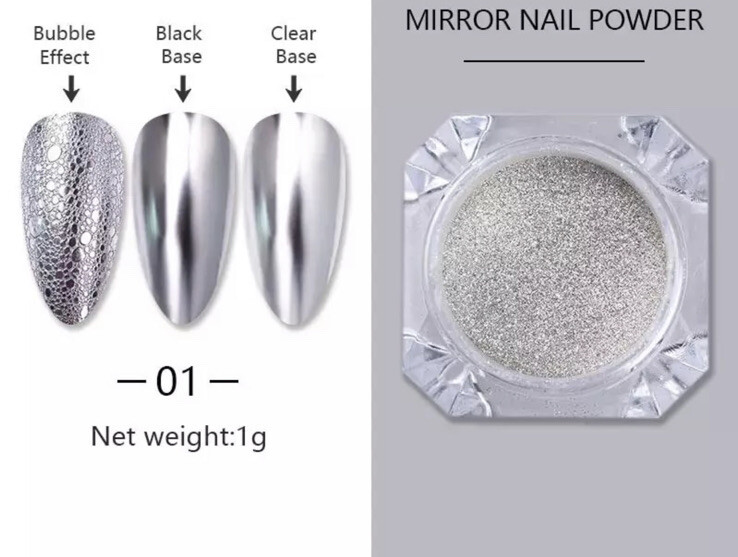 Mirror Chrome Silver Nail Powder Glass Super Shiny Effect Nails Pigment Shimmer