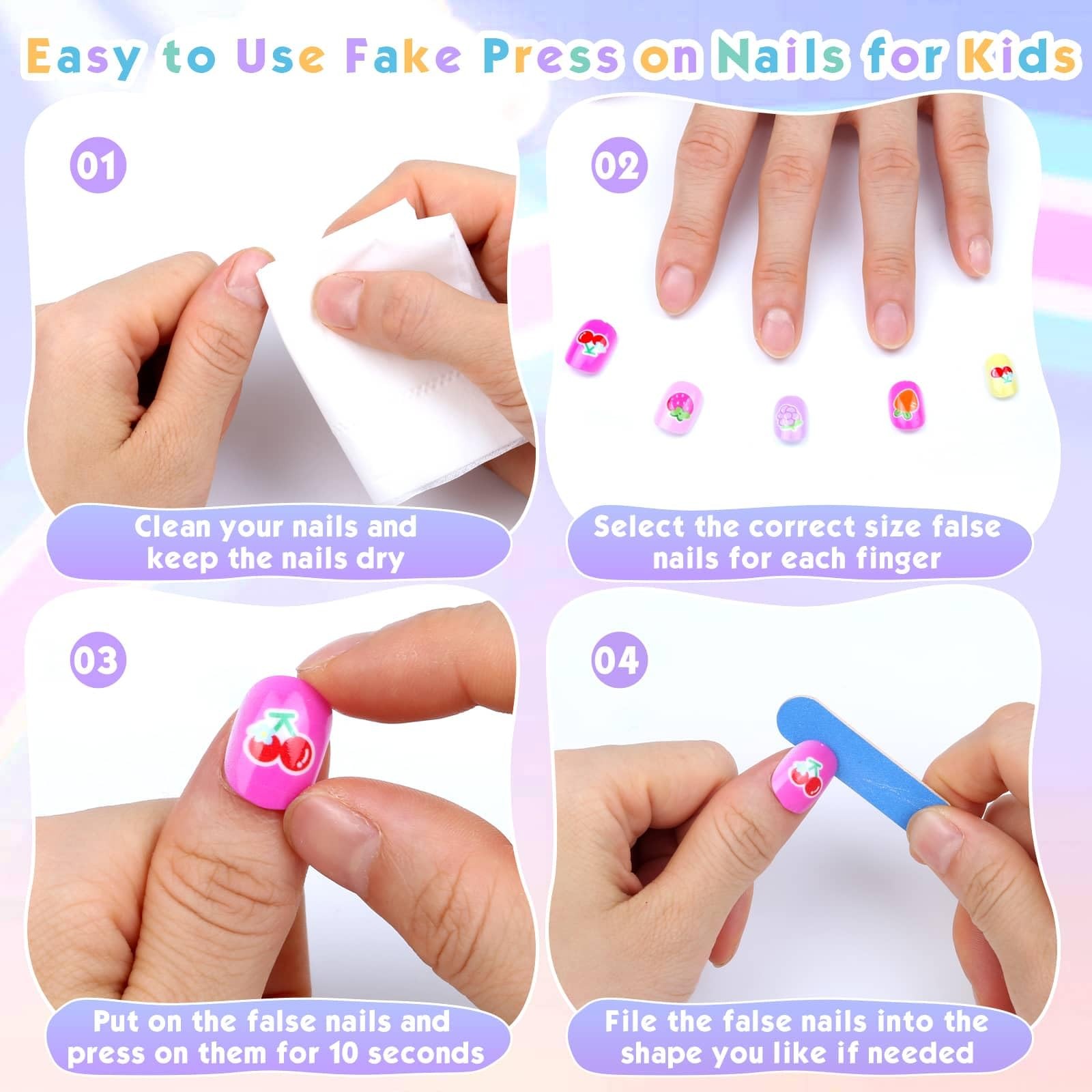 168Pcs Press on Nails for Kids Girls, Shynek Kids Fake Nails for Children Pre…