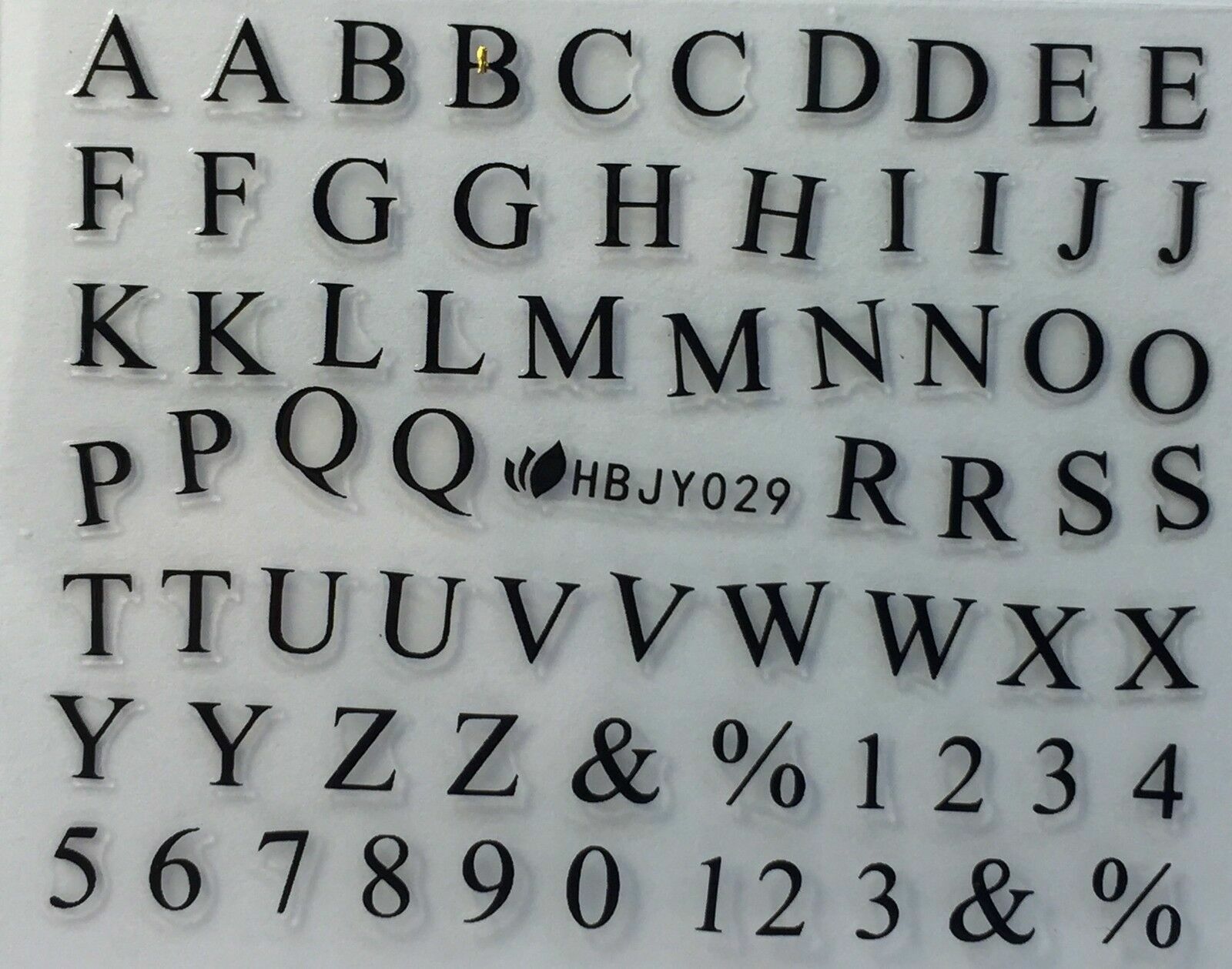 Nail Art 3D Decal Stickers Alphabet Letters Black HBJY029