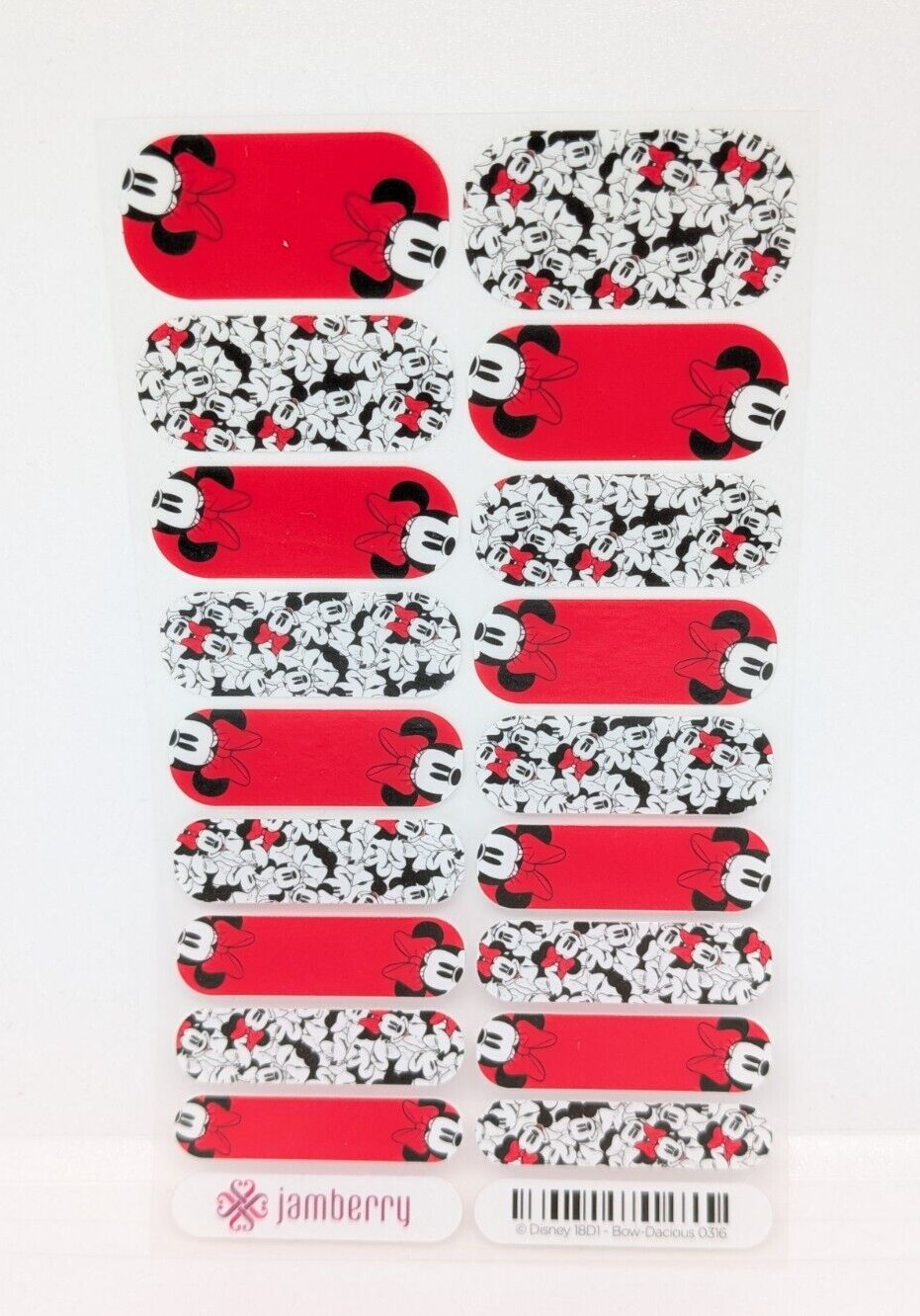Jamberry Nail Wrap Disney Friends Minnie Mouse “Bow-Dacious” Red Full Sheet