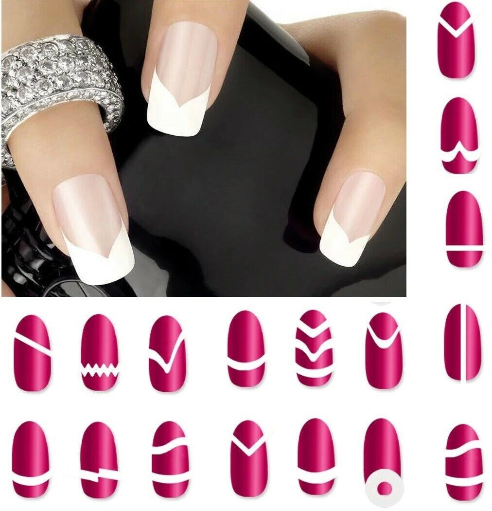5 pk French Tip Guides Sticker Manicure Stripe Edge Nail Art Toes Decoration DIY
