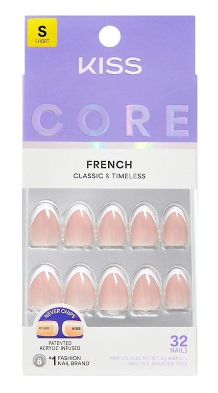 (3 PACK) Kiss Core French Nails Press On 32 Count Short Passionate