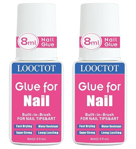 Super Strong Nail Glue for Nail Tips,Acrylic Nails and Press on Nails,Built in