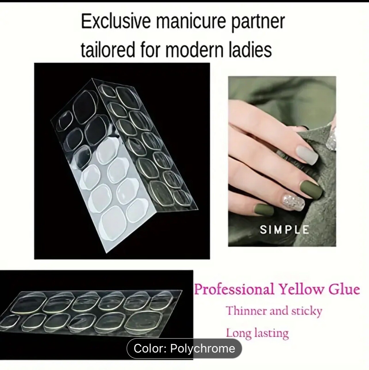 STILETTO TEARDROP *FRENCH MANI BLEND* Full Cover 24 Nail Tips Press On Glue Set!