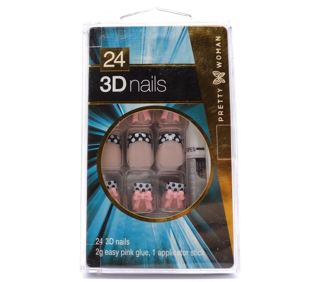 Pretty Woman 3D Glue On Nails Polka Dots With Bows