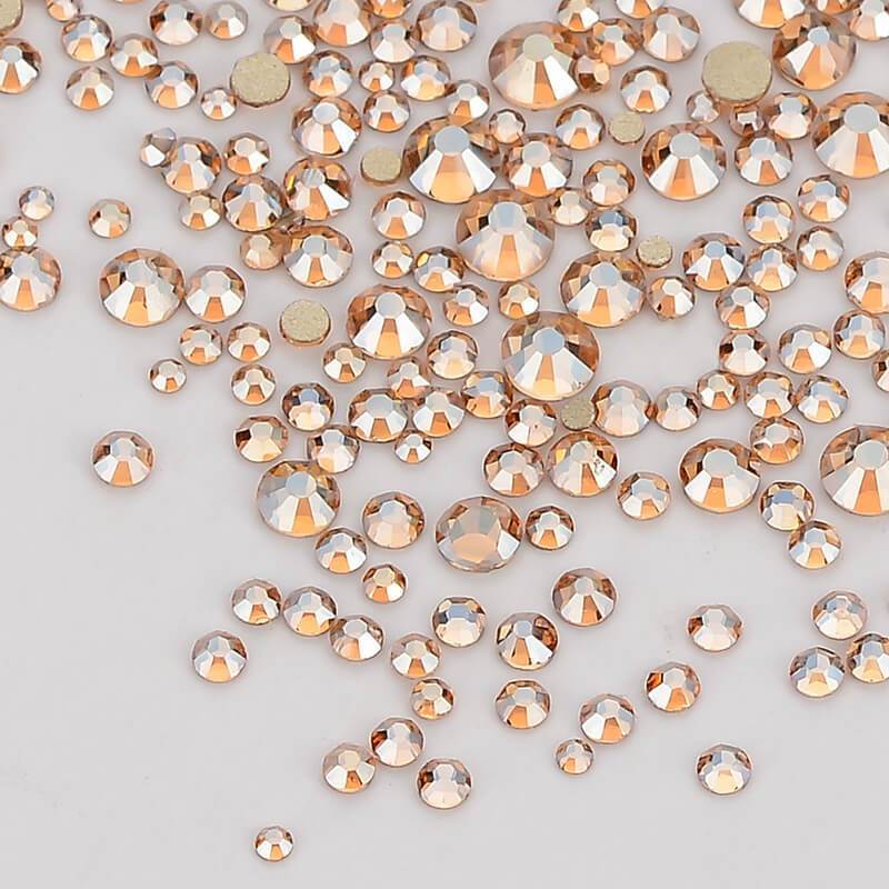 1440pcs Mix Size Champagne FlatBack Rhinestones For Nail Art Crystal SS3-SS20