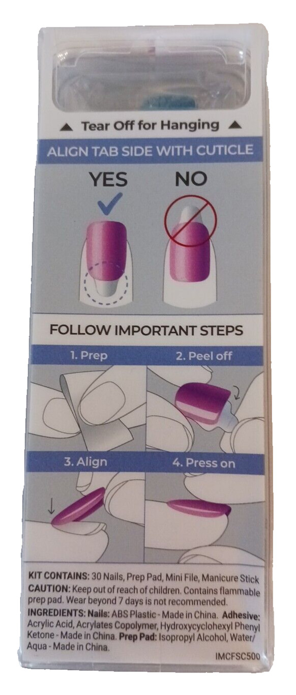 KISS imPRESS No Glue Mani Press-On Nails, Color FX, Meta’, Medium Blue, Short