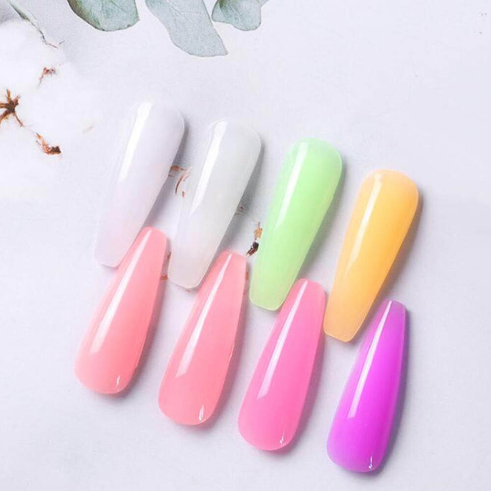 8 Colors Glow In Dark UV Nail Extension Gel 15ml Poly Luminous Nail Building Art