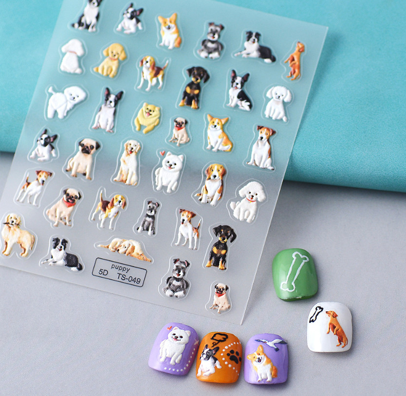NAIL ART Character 5D Nail Puppy Dogs Nail Stickers Nail Decoration TS49 NS54