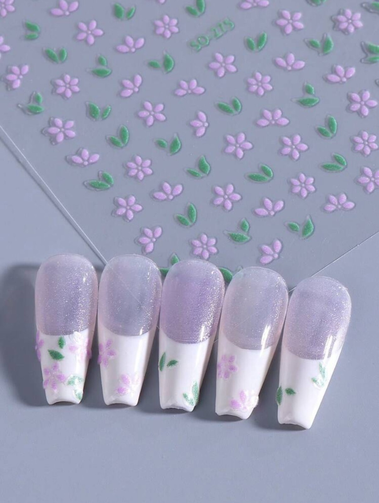 Flowers Nail Art Stickers Transfers Spring Pastel Lilac Pink Mini Floral SO275