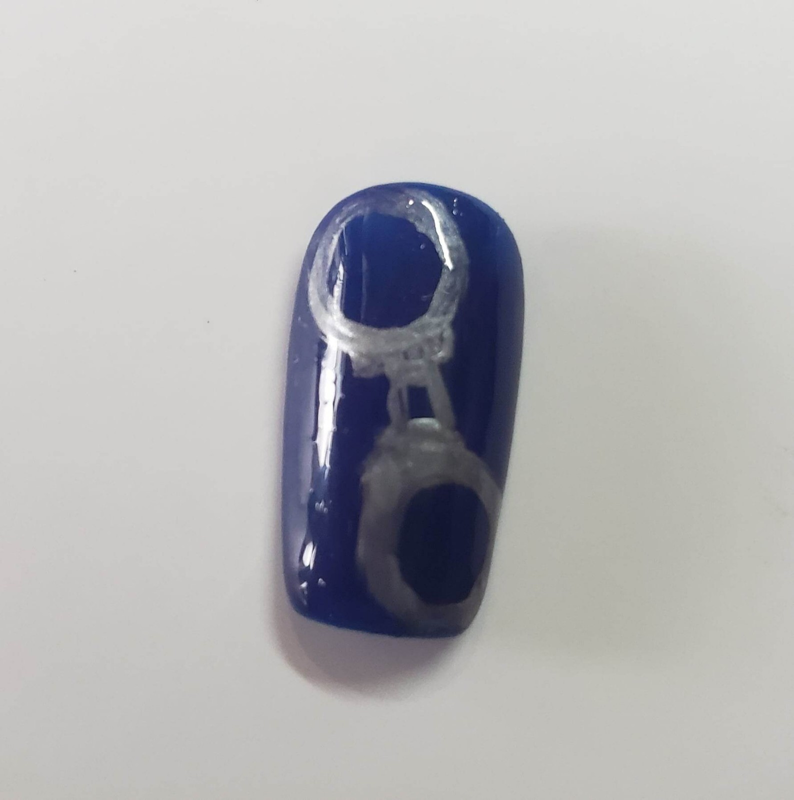 Police Themed Blue and Silver Press-on Nails, Short Square in Medium Size 