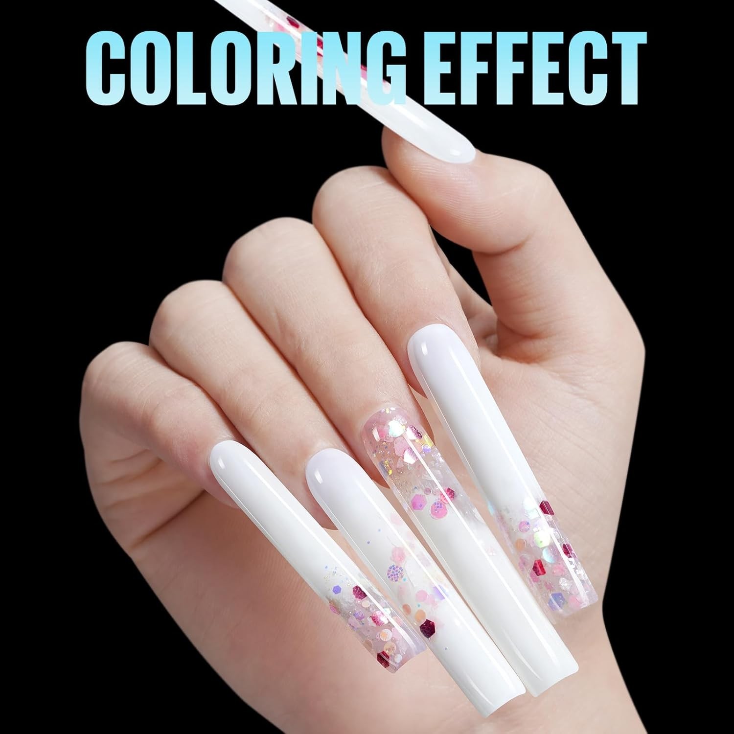 3XL Extra Long Square Nail Tips No C Curve, 504PCS Half Cover Clear Acrylic