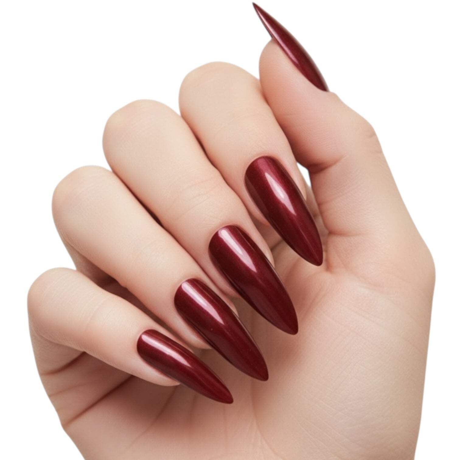 Burgundy Red Press On Nails Extra Long Sharp Stiletto False Tips Fake Nails Set