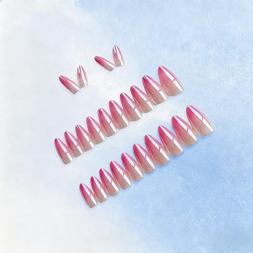 Almond Press on Nails – Medium – Medium – ombre Fushia – Chrome