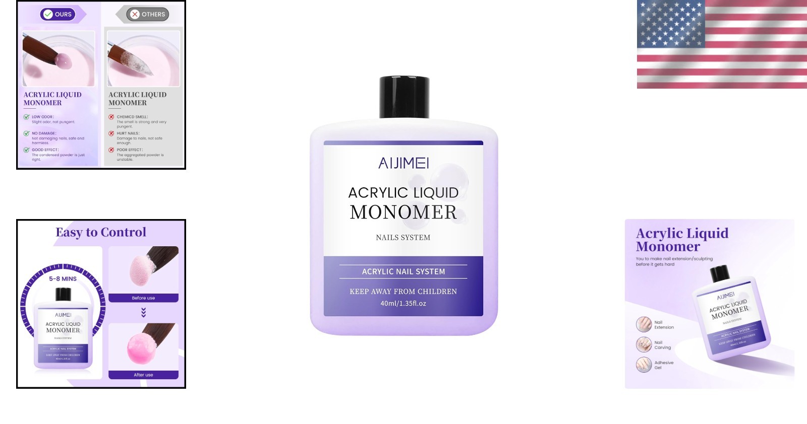 Professional 40ml Acrylic Liquid Monomer for Salon and Home Use – Fast Dry